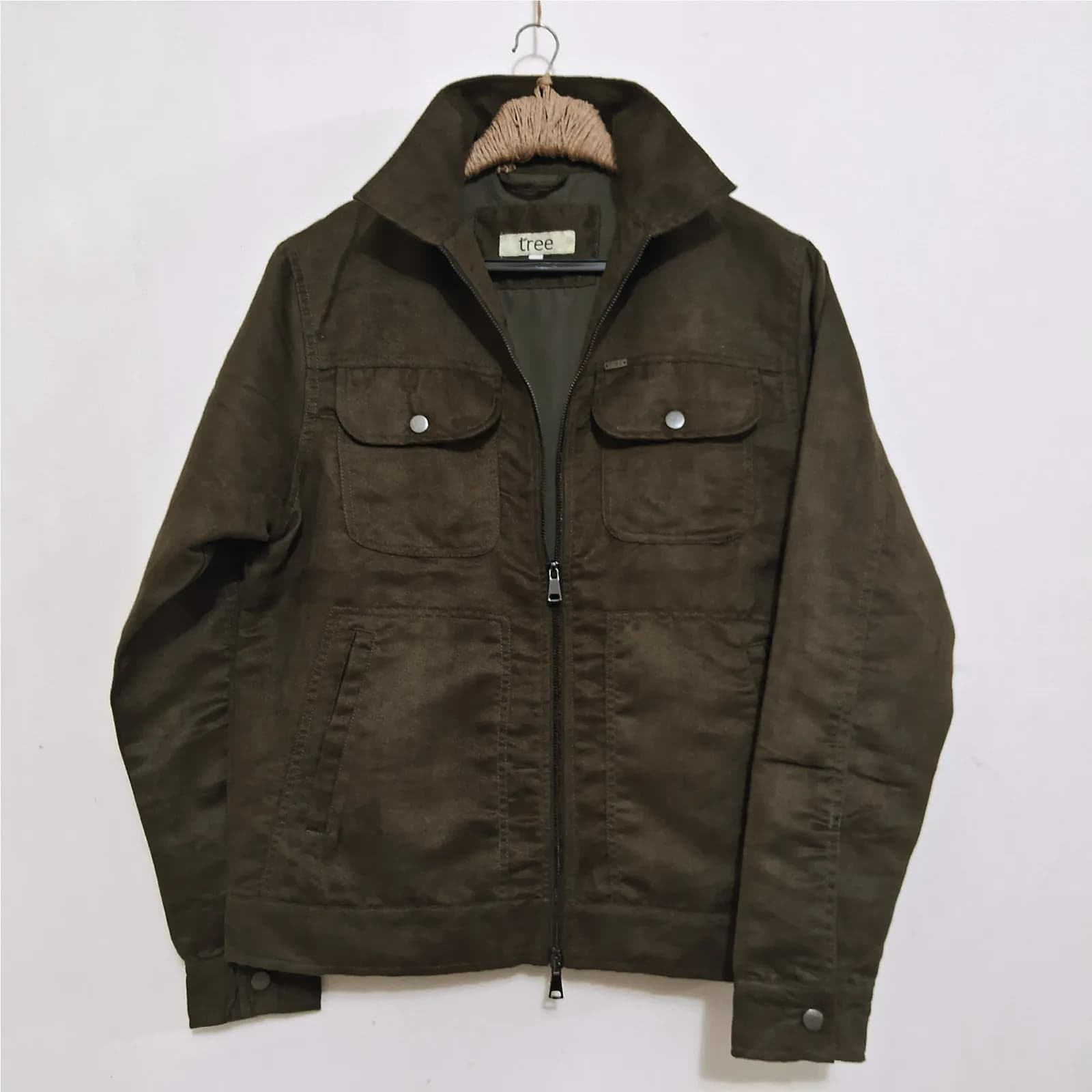 Deep Olive Soft Suede Trucker Jacket