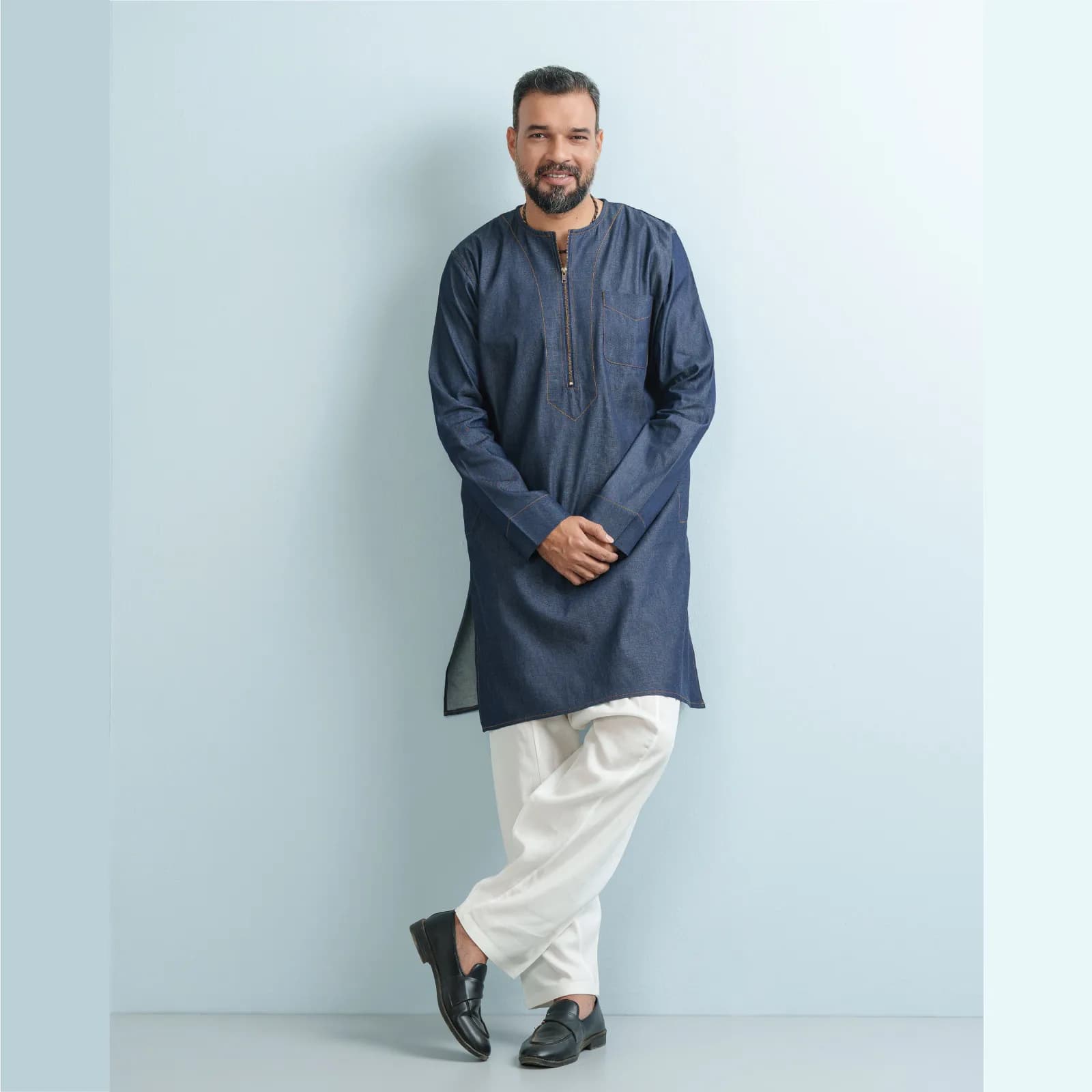 Dark Washed Lightweight Denim Panjabi
