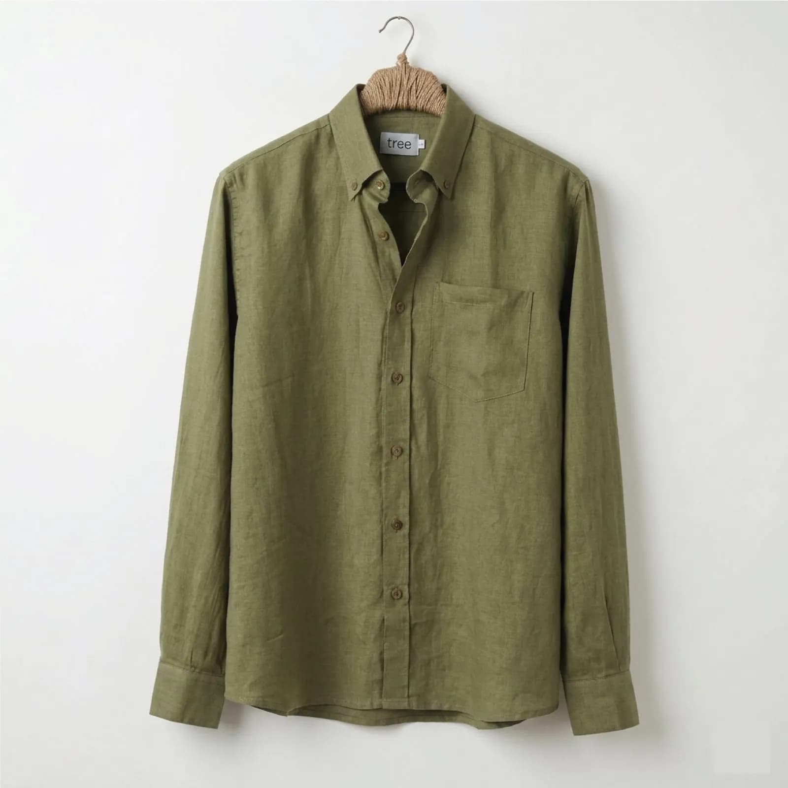 Light Olive Premium Linen Long Sleeve Alpha Shirt