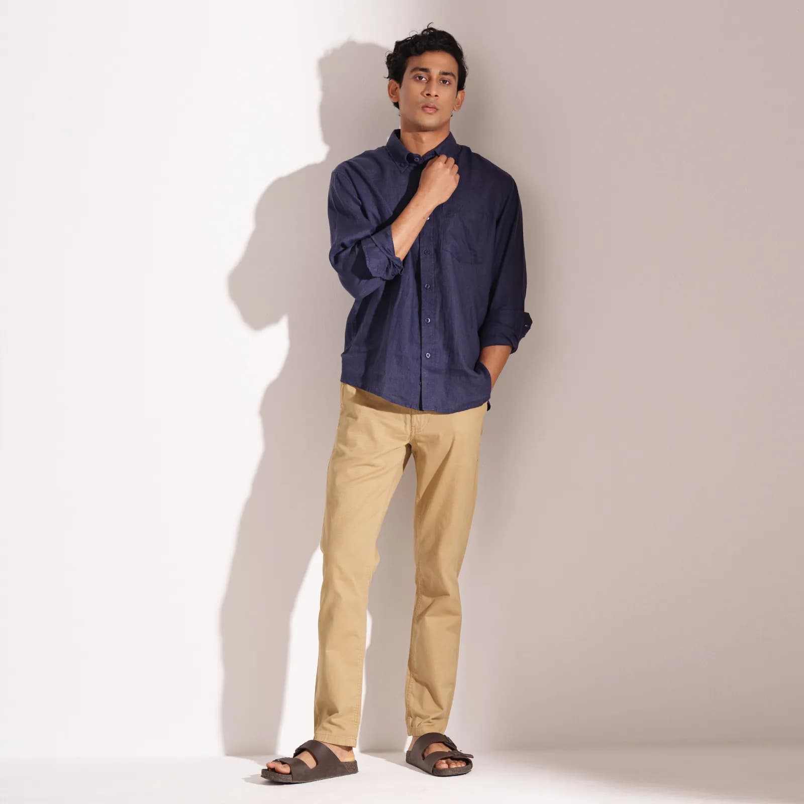 Camel Non-Stretch Cotton Twill Chino Pants